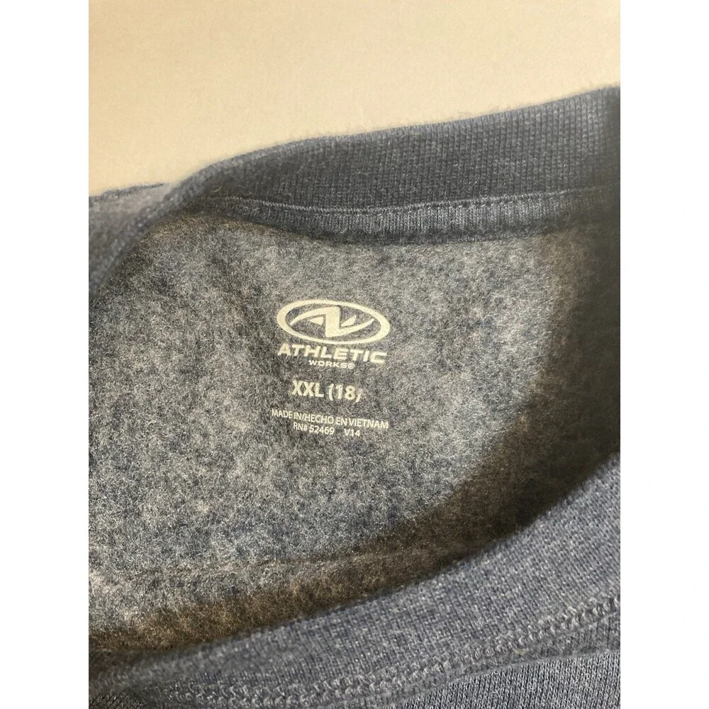Athletic Works Boys Blue Fleece Crewneck Pullover Sweatshirt Long Sleeve XXL